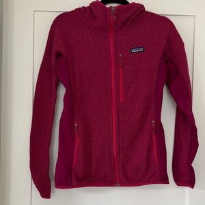 Patagonia Women’s Hooded Fleece Jacket Pink Full Zip Size Small
